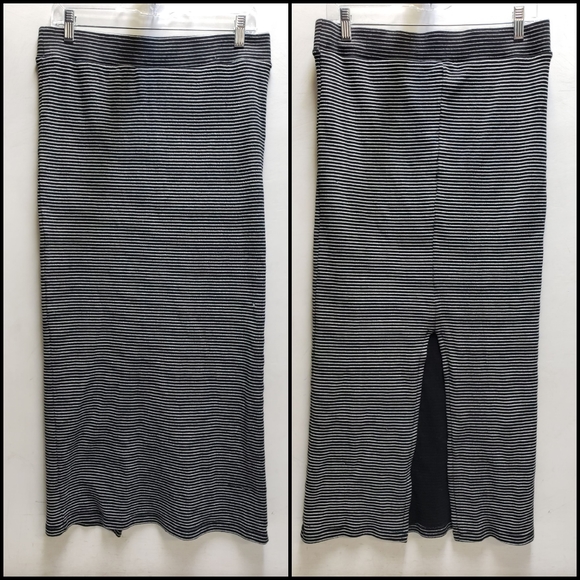 Bongo womens large black & white striped 36" long skirt - Picture 1 of 7